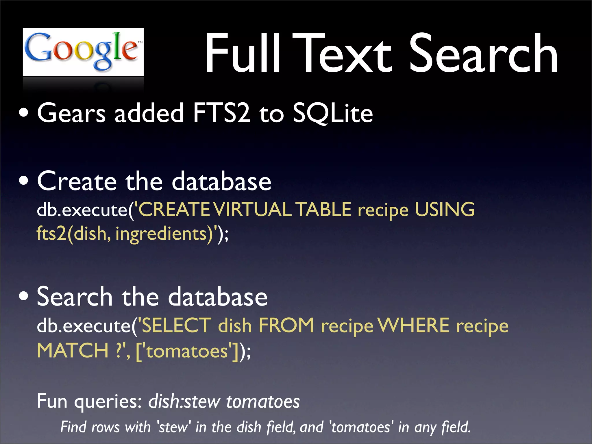 Future of Web Apps: Google Gears
