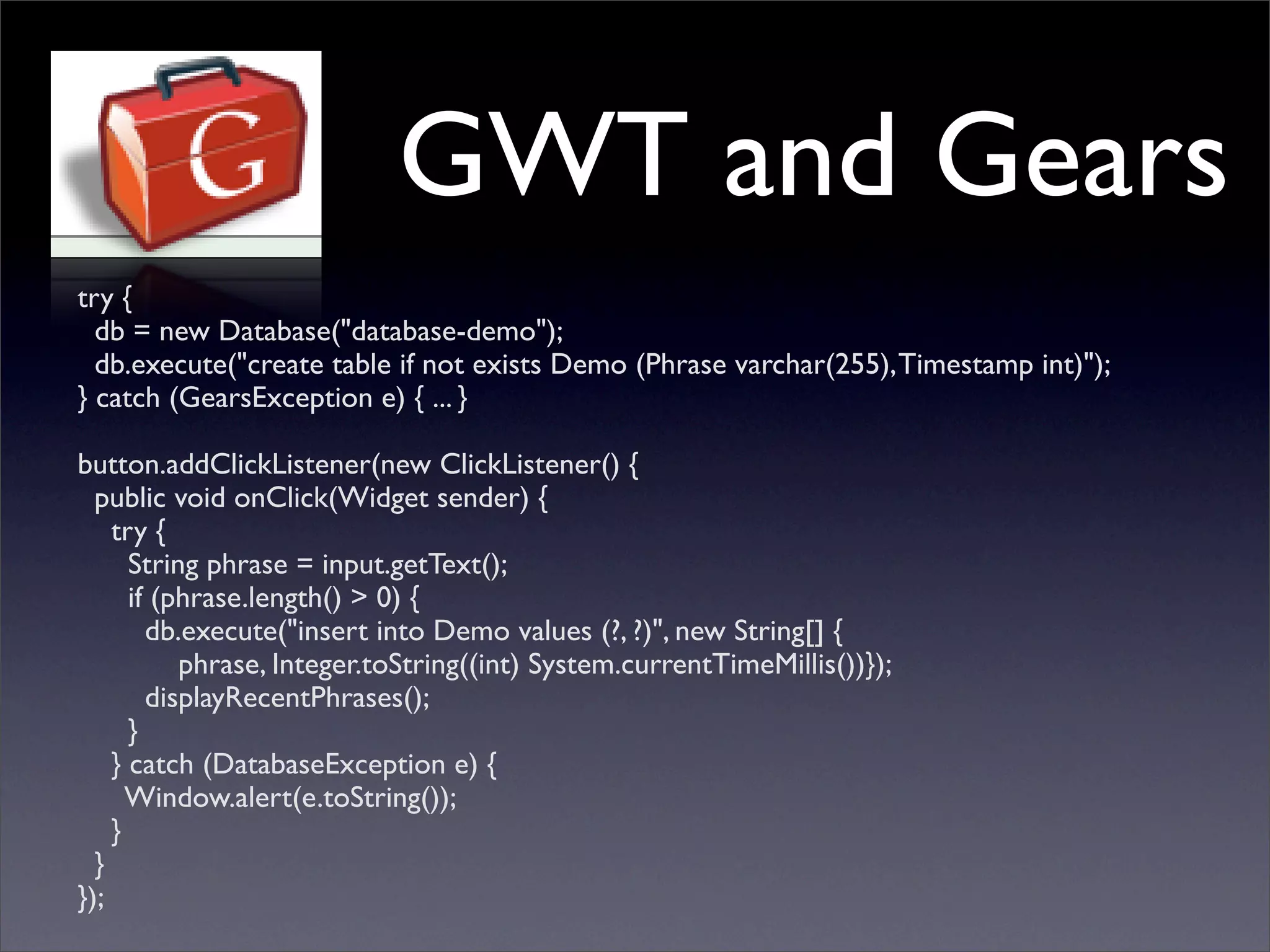 Future of Web Apps: Google Gears