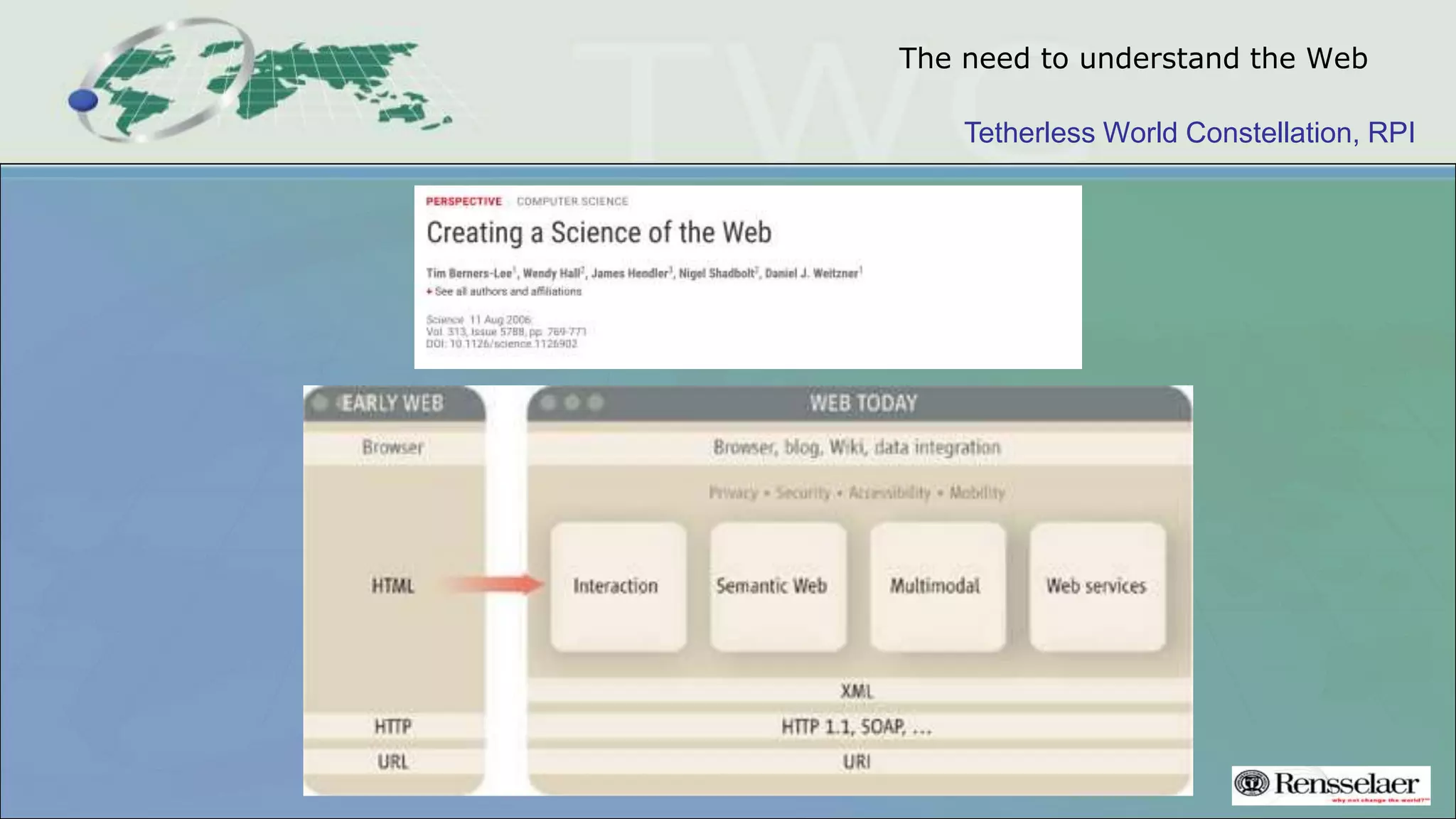 Tetherless World Constellation, RPI
The need to understand the Web
 