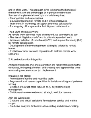 The Future of Work: 7 Key Trends Shaping Tomorrow's Workplace | PDF