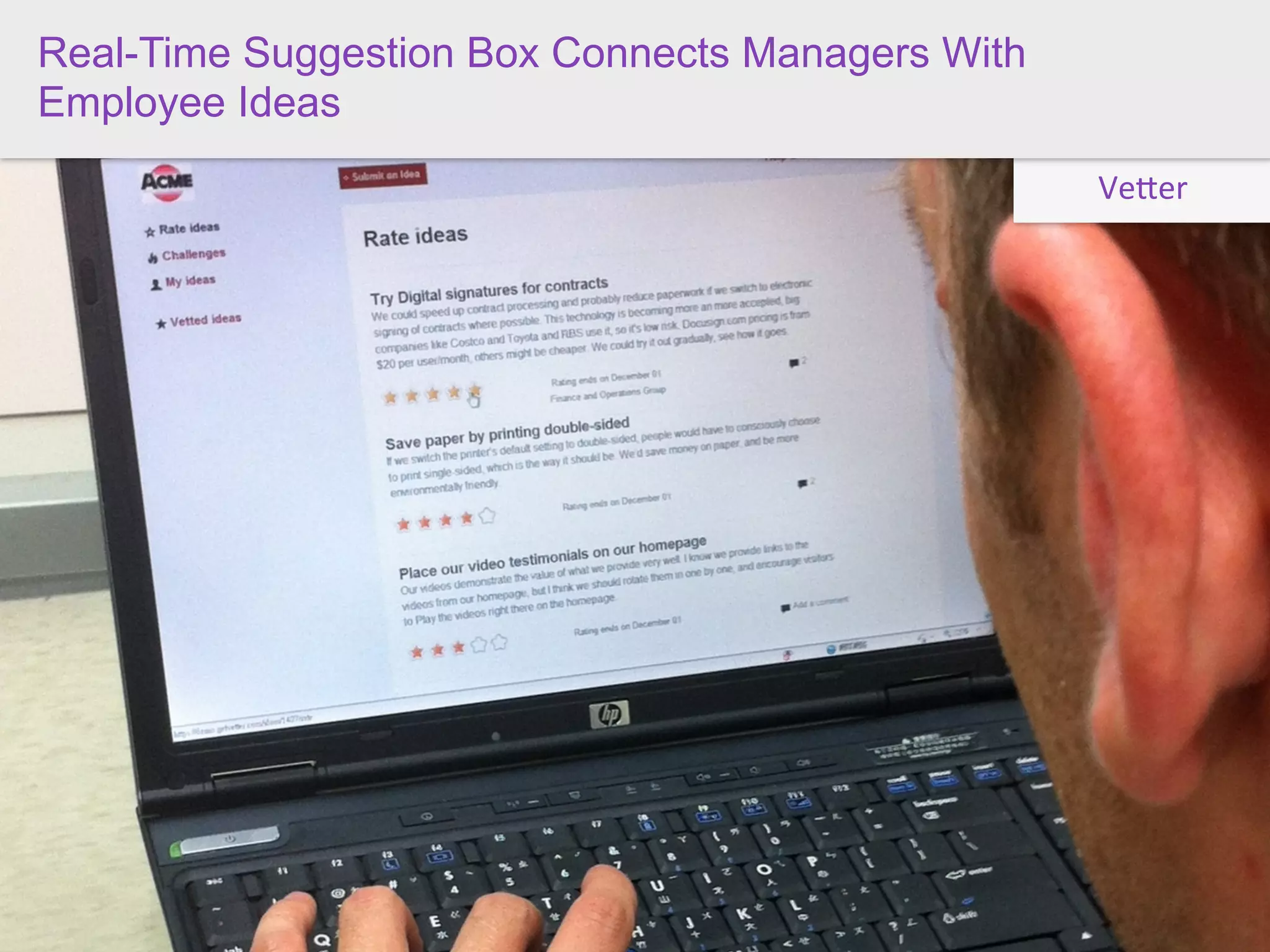 Real-Time Suggestion Box Connects Managers With
Employee Ideas
                       veHer
                                                  VeHer
 