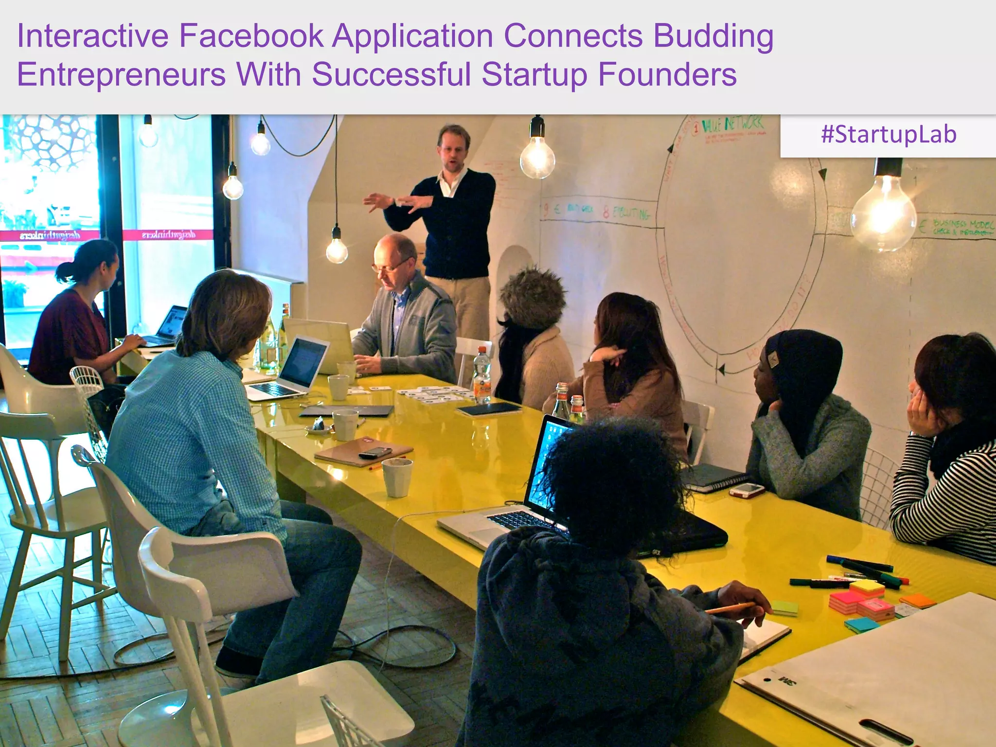 Interactive Facebook Application Connects Budding
Entrepreneurs With Successful Startup Founders
                                                    #StartupLab
 