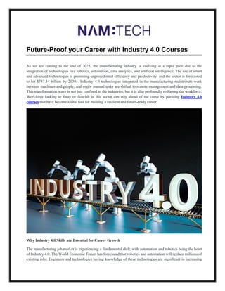 Profoundly Reshaping Future-Proof your Career with Industry 4.0 Courses | PDF