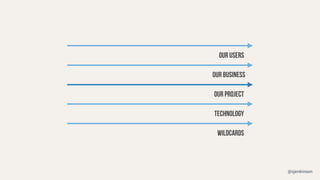 @sjenkinson
Our users
Our business
Technology
Wildcards
Our project
 