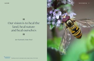 "
Our vision is to heal the
land, heal nature
and heal ourselves
"
Jan Stannard, chair, Heal
Rewilding by Heal: the marmalade hoverfly. Image courtesy of Chris Towler
CULTURE THE FUTURE 100 17
 