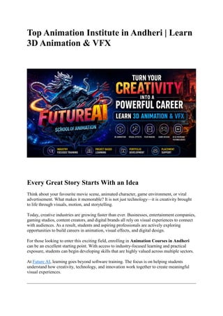 Top Animation Institute in Andheri: Master 3D Animation & VFX for ...
