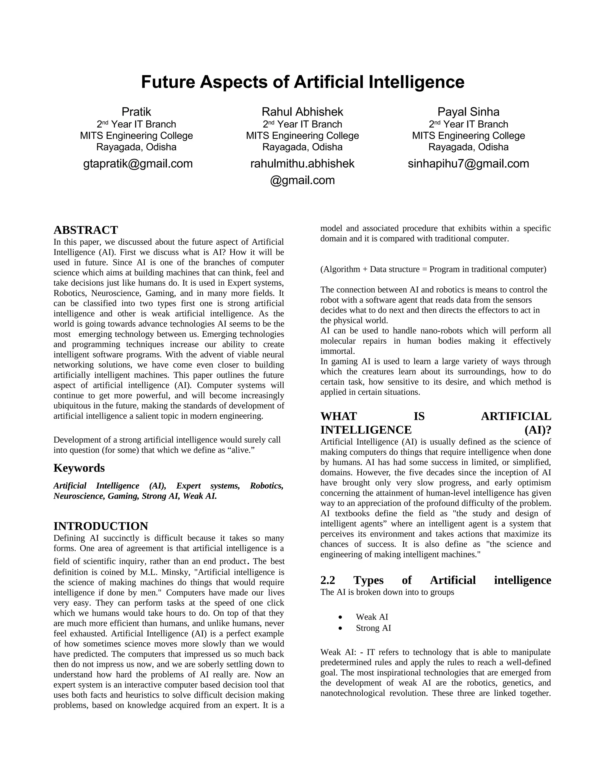 Future aspects of ai by rahul abhishek PDF