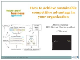 How to achieve sustainable
competitive advantage in
your organization
2nd May 2013
Ales Stempihar
IIBA Slovenia Chapter president
© 2013 by Askit d.o.o.. All rights reserved 1
 