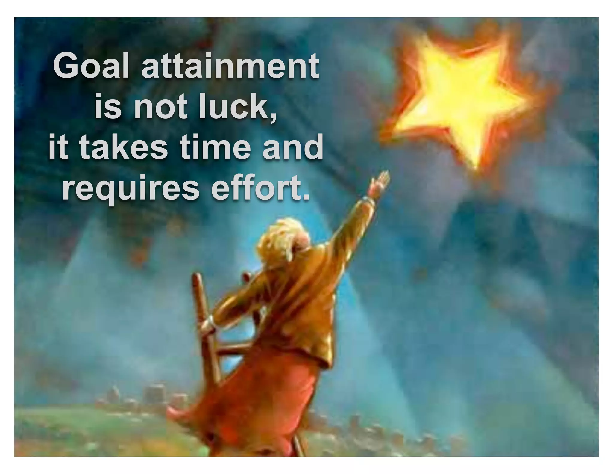 Goal attainment
is not luck,
it takes time and
requires effort.
 