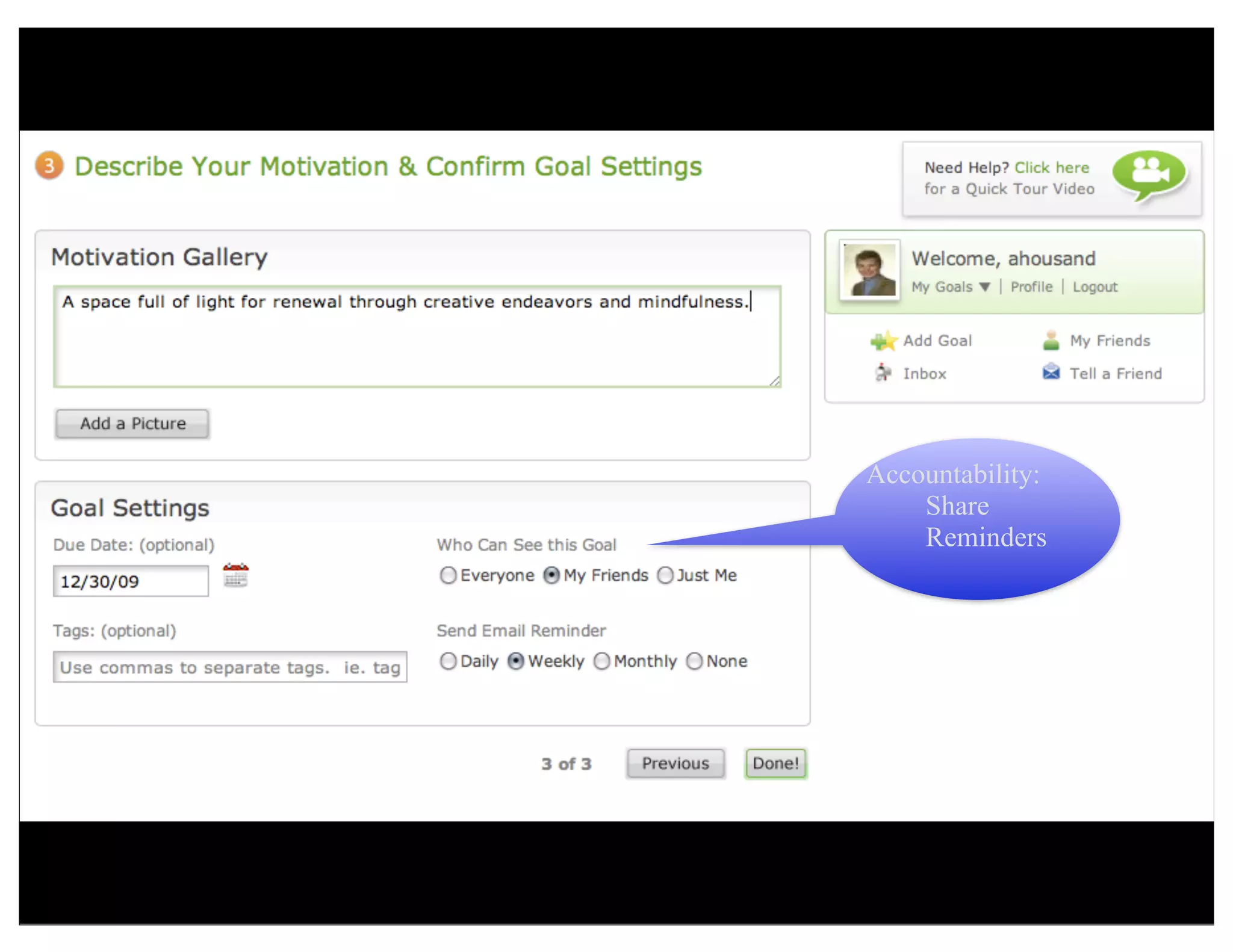 Accountability:
Share
Reminders
 