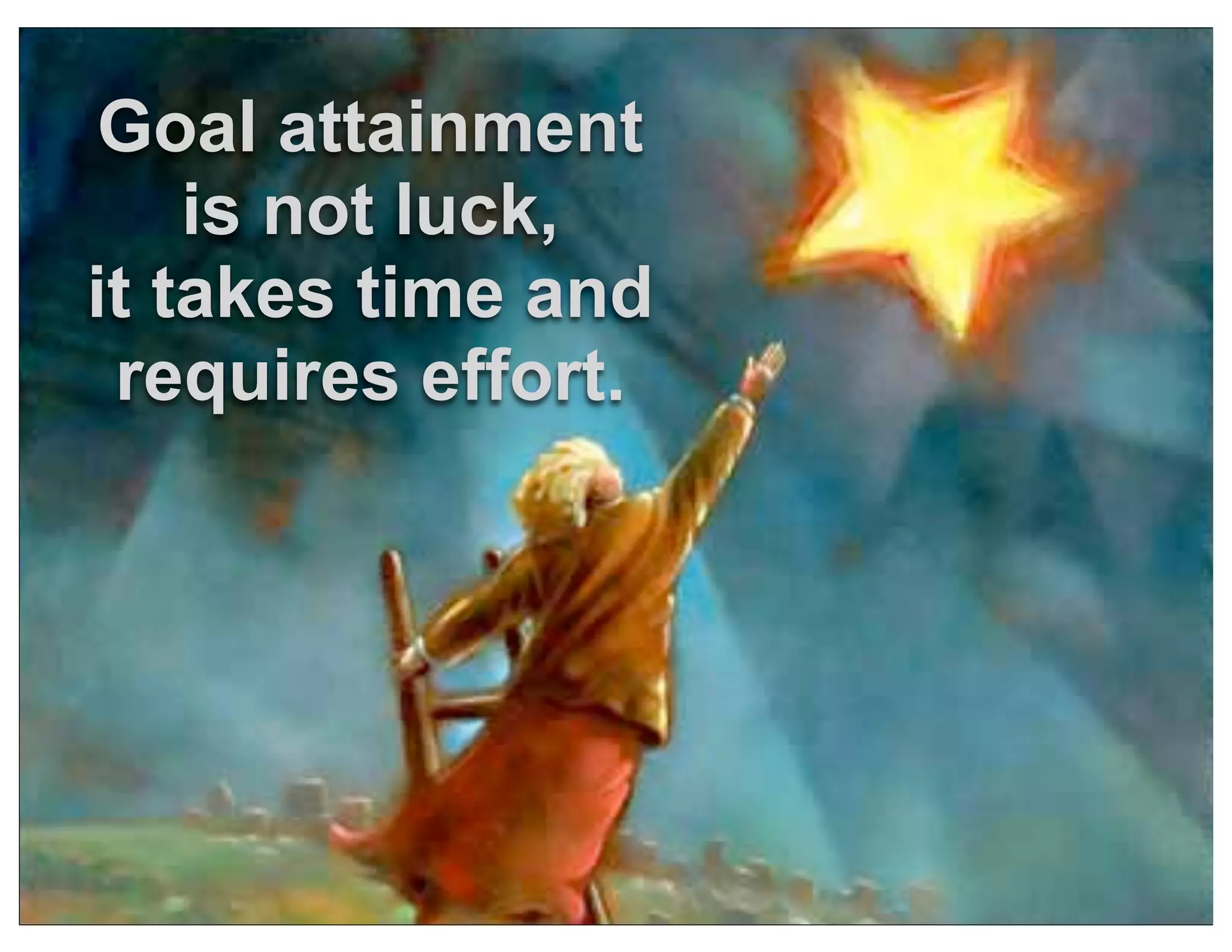 Goal attainment
is not luck,
it takes time and
requires effort.
 