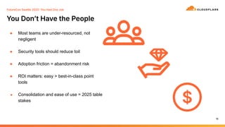You Donʼt Have the People
11
FutureCon Seattle 2025 You Had One Job
● Most teams are under-resourced, not
negligent
● Security tools should reduce toil
● Adoption friction = abandonment risk
● ROI matters: easy > best-in-class point
tools
● Consolidation and ease of use = 2025 table
stakes
 