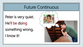 Future Continuous
Peter is very quiet.
He’ll be doing
something wrong,
I know it!
 