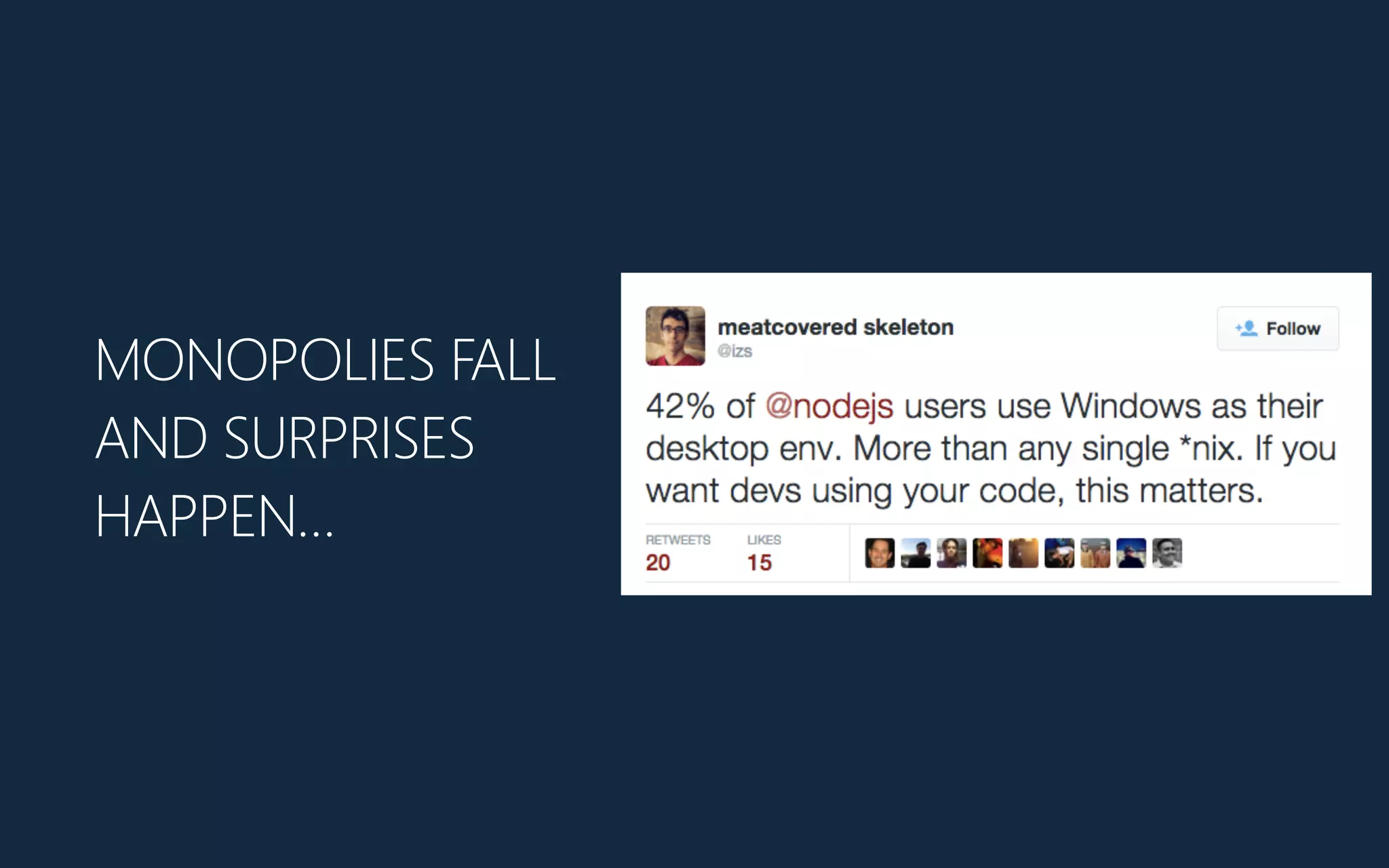 MONOPOLIES FALL
AND SURPRISES
HAPPEN…
 