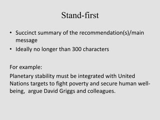 Succinct Point Form Summary Example Writing scientific commentaries | PDF