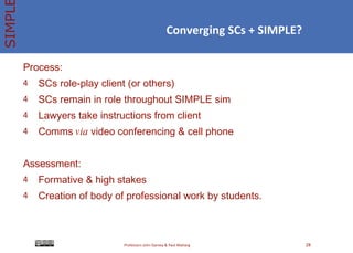 Converging SCs + SIMPLE? <ul><li>Process: </li></ul><ul><li>SCs role-play client (or others) </li></ul><ul><li>SCs remain ...