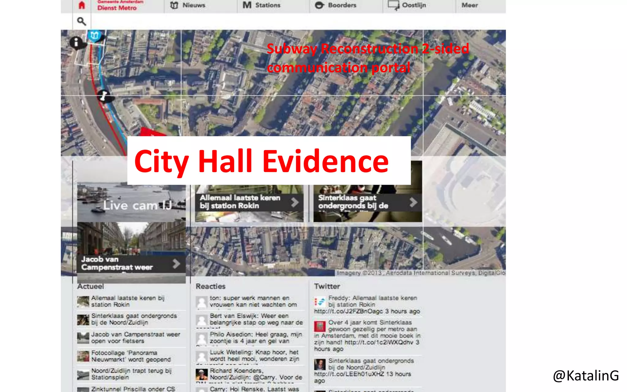 City Hall Evidence
Subway Reconstruction 2-sided
communication portal
@KatalinG
 