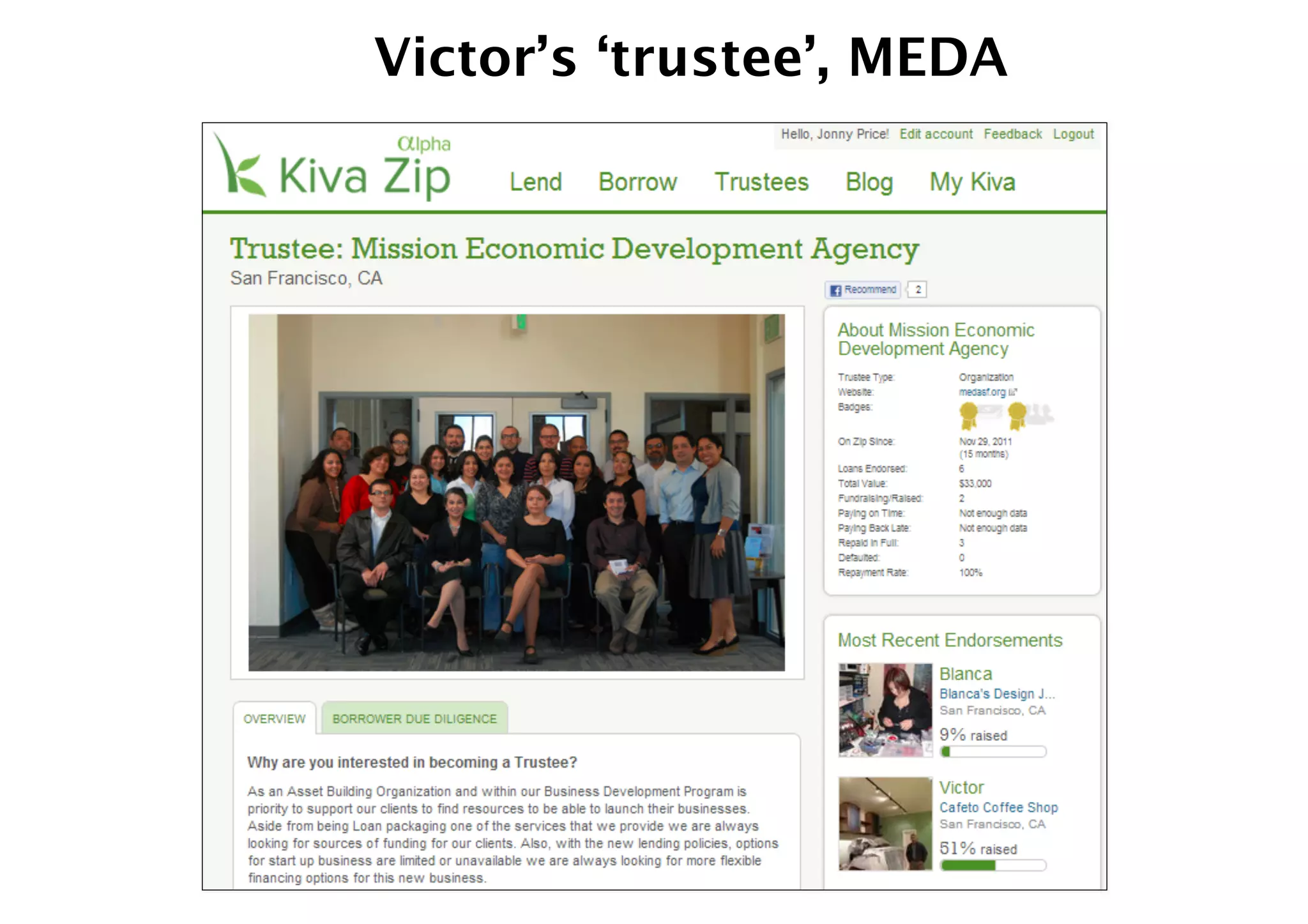 Victor’s ‘trustee’, MEDA
 