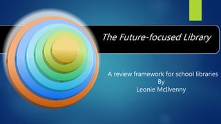 A review framework for school libraries
By
Leonie McIlvenny
The Future-focused Library
 