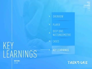 KEY
LEARNINGS
SEITEN:
43-58
OVERVIEW
PLAYER
DEEP DIVE:
NUTZUNGSMOTIVE
CASES
KEY LEARNINGS
 