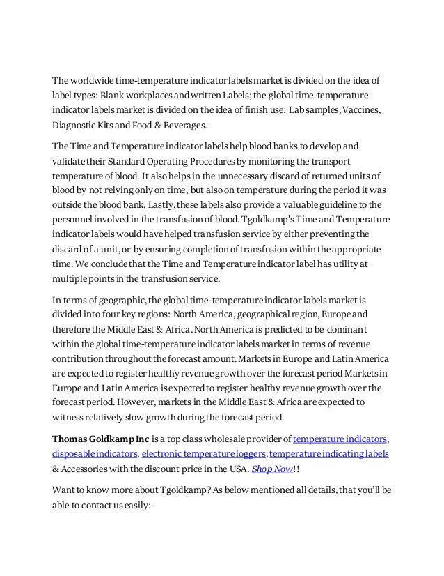 Future Growth with Time Temperature Indicator labels which will lead the market