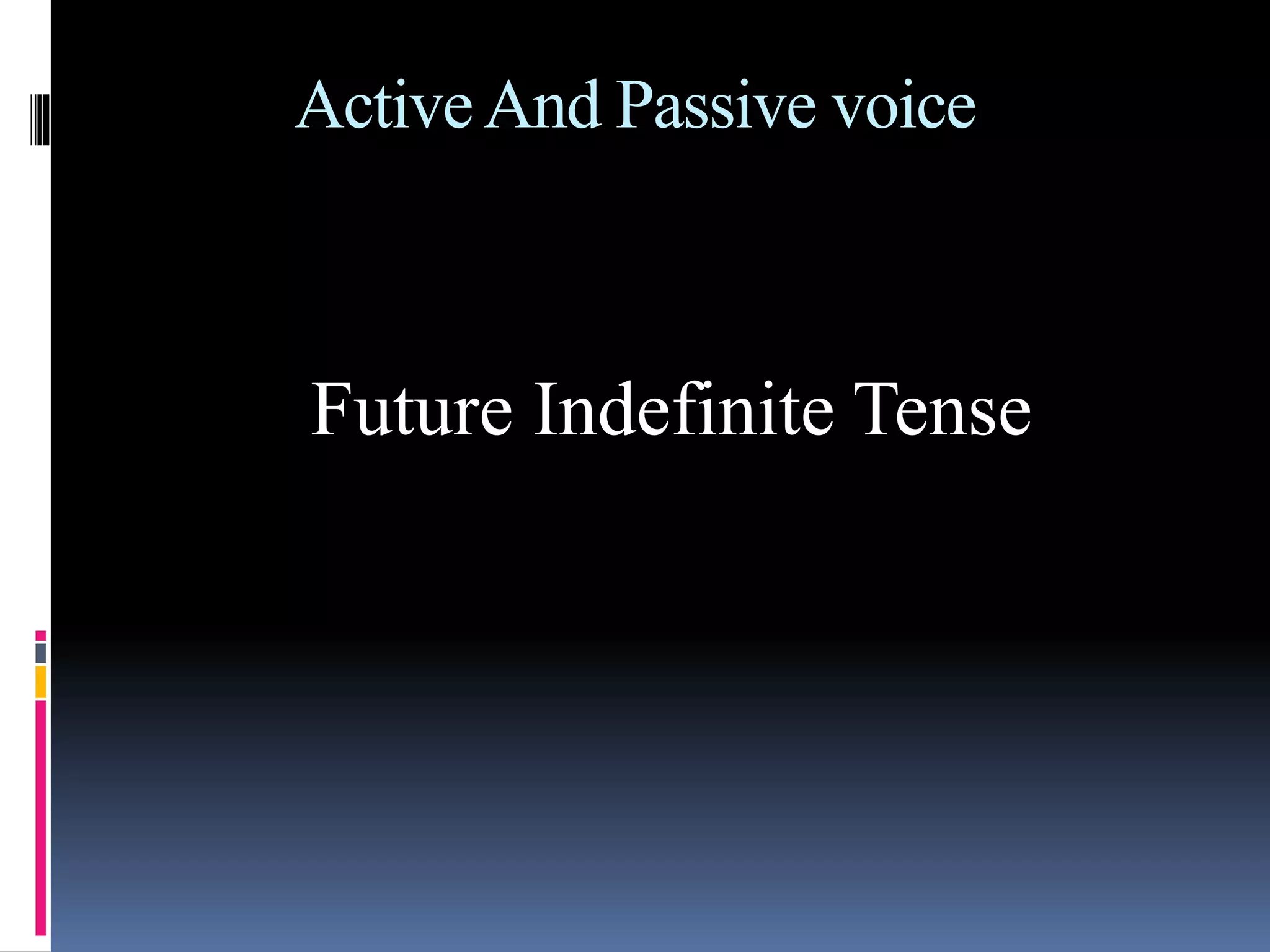 ActiveAnd Passive voice
Future Indefinite Tense
 