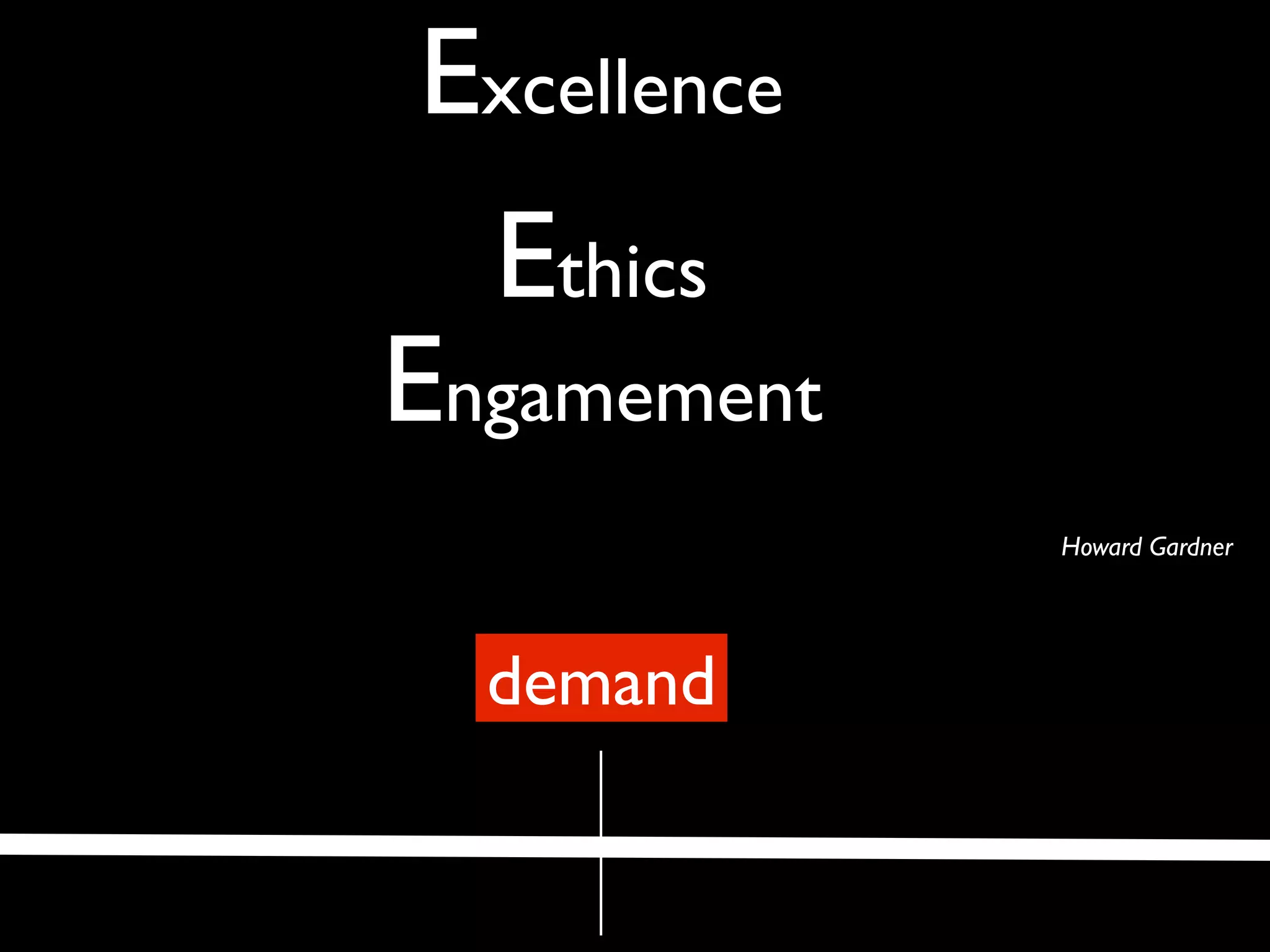 Excellence
  Ethics
Engamement
              Howard Gardner




  demand
 