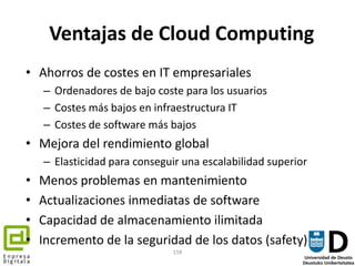 Características de Cloud<br />Tipos de despliegue<br />Manifestaciones <br />Cloud privada<br />Propiedad de o alquilada p...
