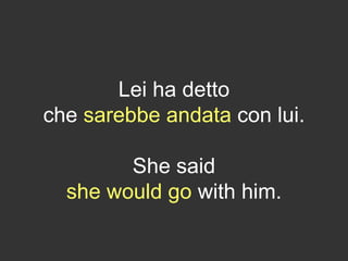 Lei ha detto
che sarebbe andata con lui.
She said
she would go with him.
 