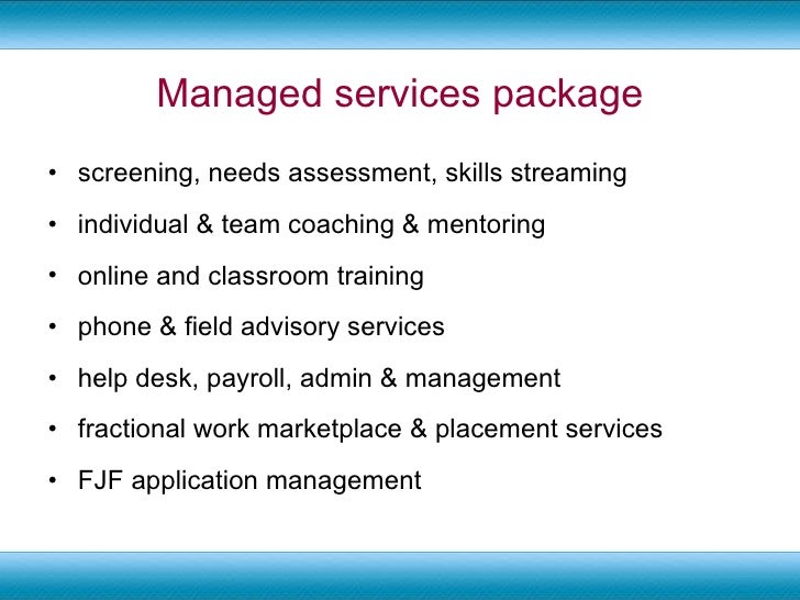 Future Jobs Fund Managed Services Proposal