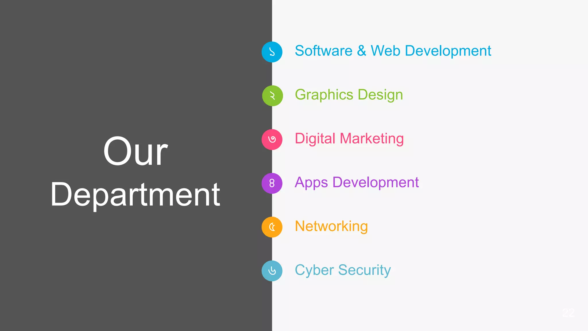 ১
২
৩
৪
৫
৬
Our
Department
Software & Web Development
Cyber Security
Graphics Design
Digital Marketing
Apps Development
Networking
22
 