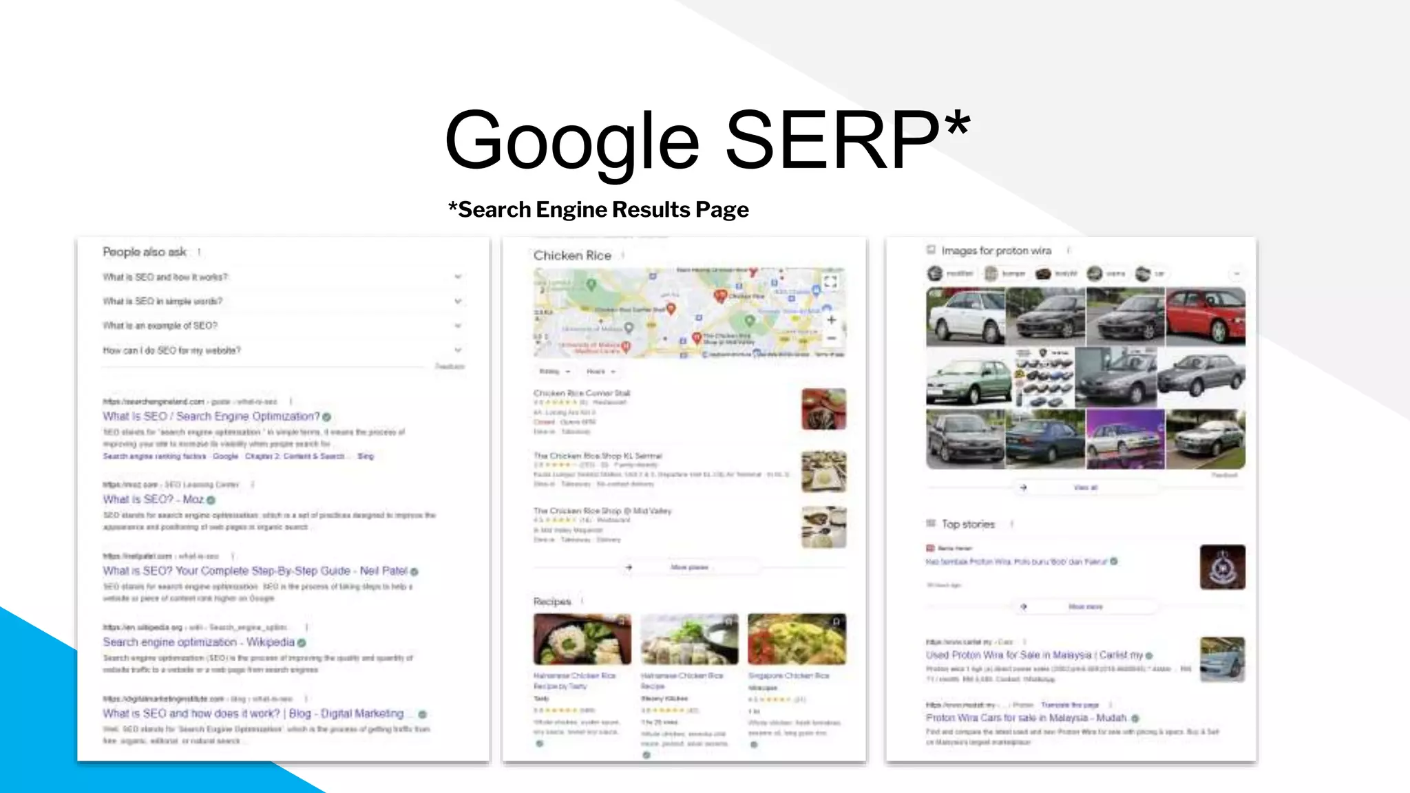 *Search Engine Results Page
Google SERP*
 