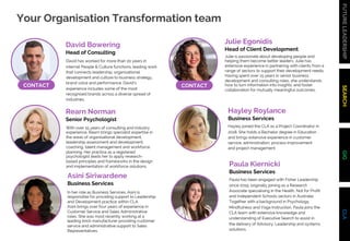 FUTURE
LEADERSHIP
SEARCH
GIG
CLA
Your Organisation Transformation team
In her role as Business Services, Asini is
responsi...