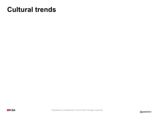 Cultural trends




             Proprietary & Confidential. © 2012 R/GA All rights reserved.
                                                                            @peterkim
 