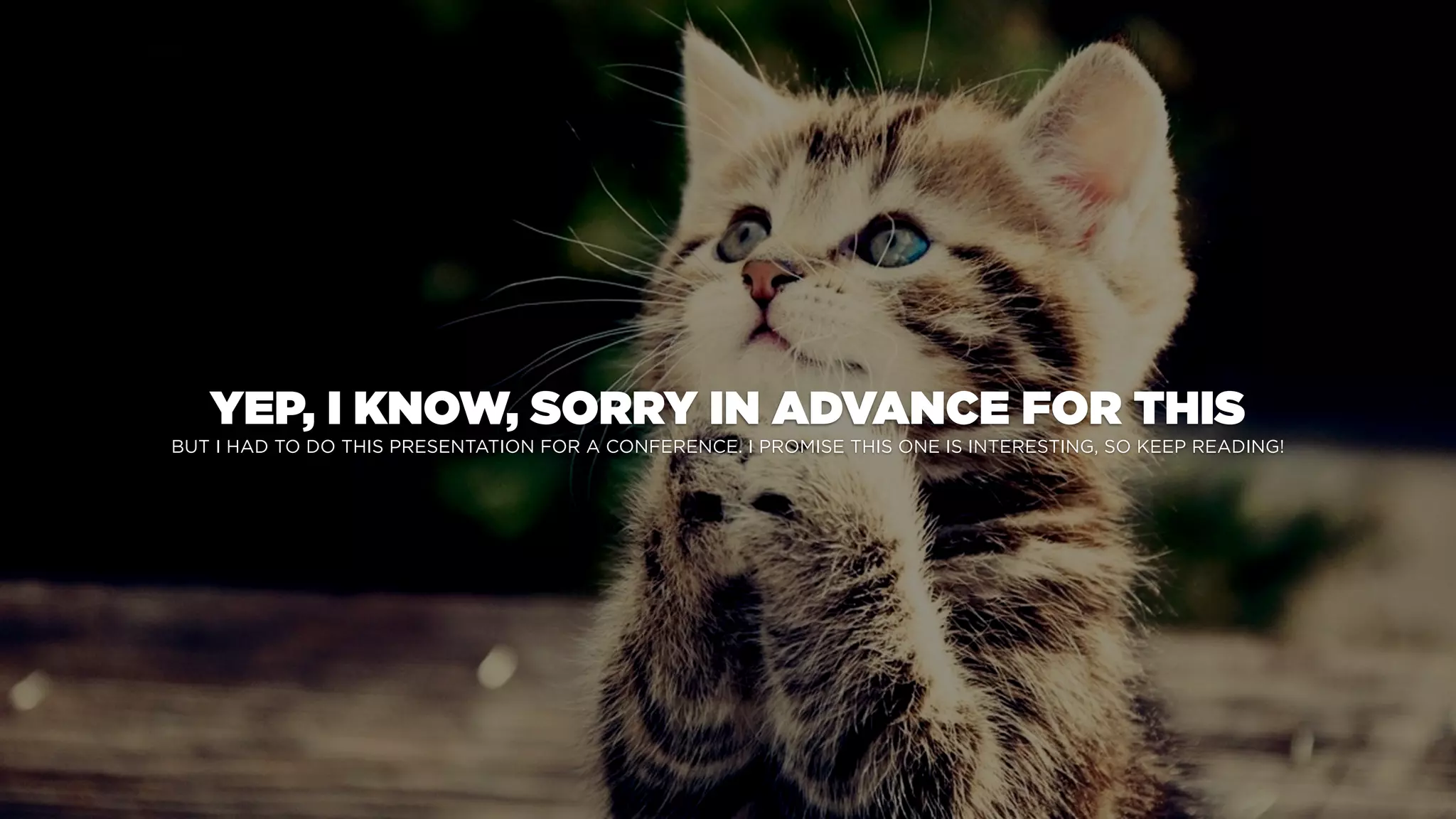 BUT I HAD TO DO THIS PRESENTATION FOR A CONFERENCE. I PROMISE THIS ONE IS INTERESTING, SO KEEP READING!
YEP, I KNOW, SORRY IN ADVANCE FOR THIS
 