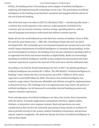 Future of artificial intelligence in the banking sector | PDF