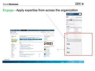 Engage - Apply expertise from across the organization




     9/14/12
13                                               © 2012 IBM Corporation
 