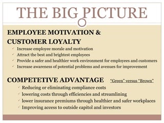 THE BIG PICTURE
EMPLOYEE MOTIVATION &
CUSTOMER LOYALTY
    Increase employee morale and motivation
    Attract the best ...