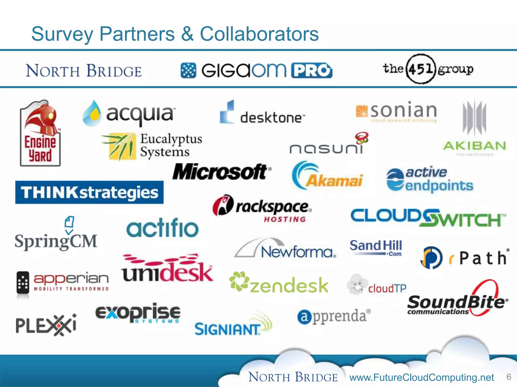Survey Partners & Collaborators




                                  www.FutureCloudComputing.net   6
 