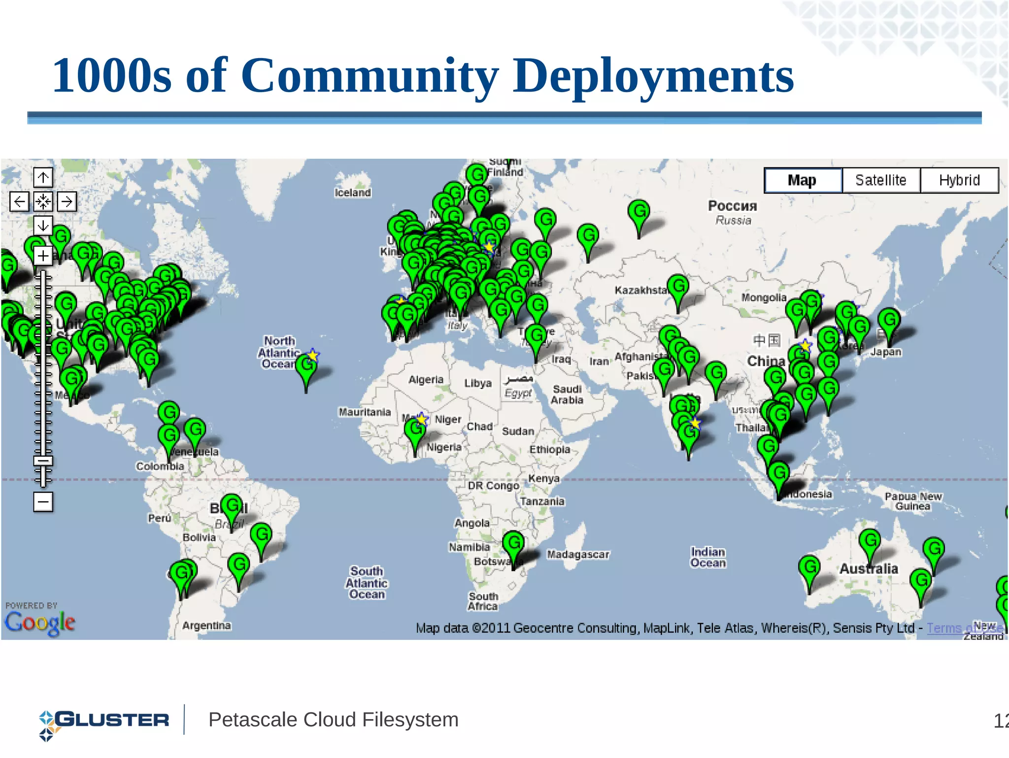 1000s of Community Deployments




      Petascale Cloud Filesystem   12
 