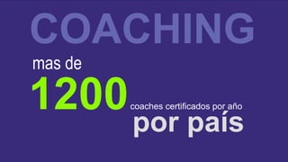 mas de
1200coaches certificados por año
por país
COACHING
 
