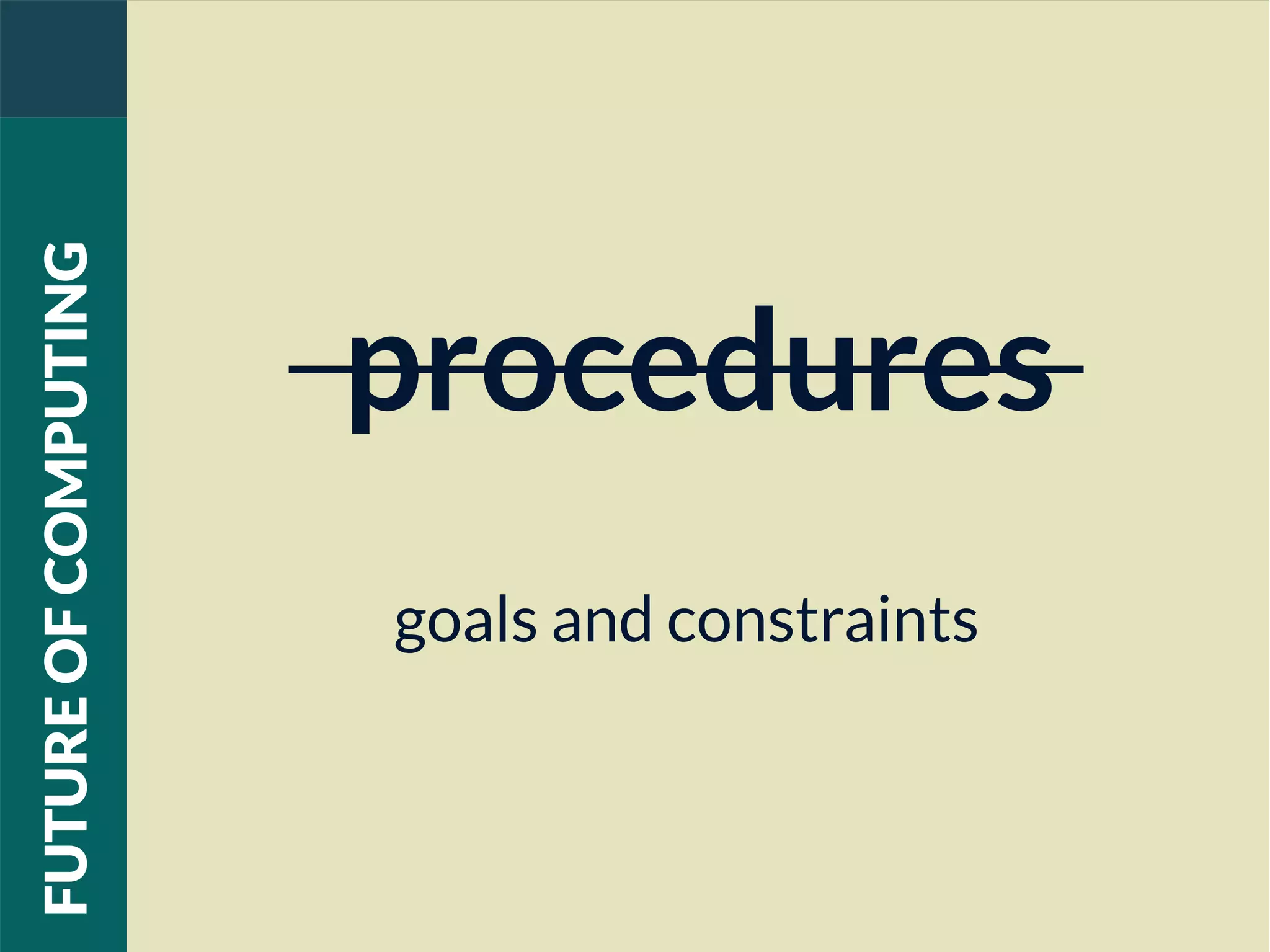 procedures
goals and constraints
FUTUREOFCOMPUTING
 