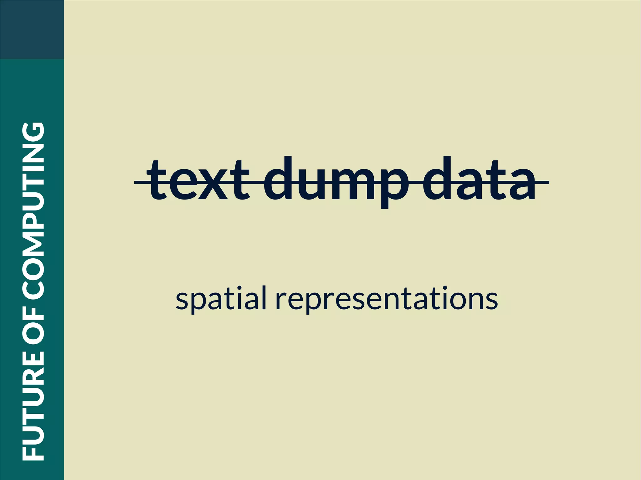 text dump data
spatial representations
FUTUREOFCOMPUTING
 