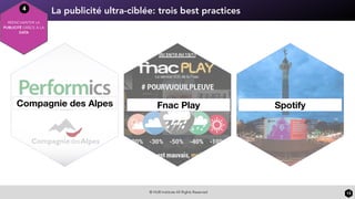 La publicité ultra-ciblée: trois best practices
© HUB Institute All Rights Reserved 13
Compagnie des Alpes Fnac Play Spotify
4
RÉENCHANTER LA
PUBLICITÉ GRÂCE À LA
DATA
 