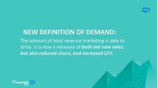 The amount of total revenue marketing is able to
drive. It is now a measure of both net new sales,
but also reduced churn,...