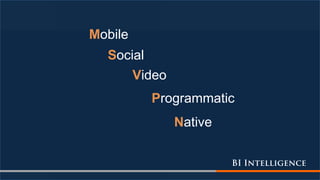 Mobile
Social
Native
Video
Programmatic
 