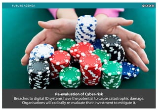 Re-evaluation of Cyber-risk
Breaches to digital ID systems have the potential to cause catastrophic damage.
Organisations will radically re-evaluate their investment to mitigate it.
 