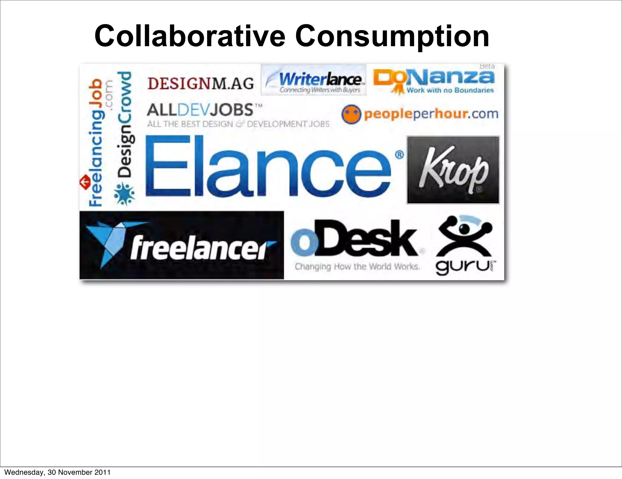 Collaborative Consumption




Wednesday, 30 November 2011
 