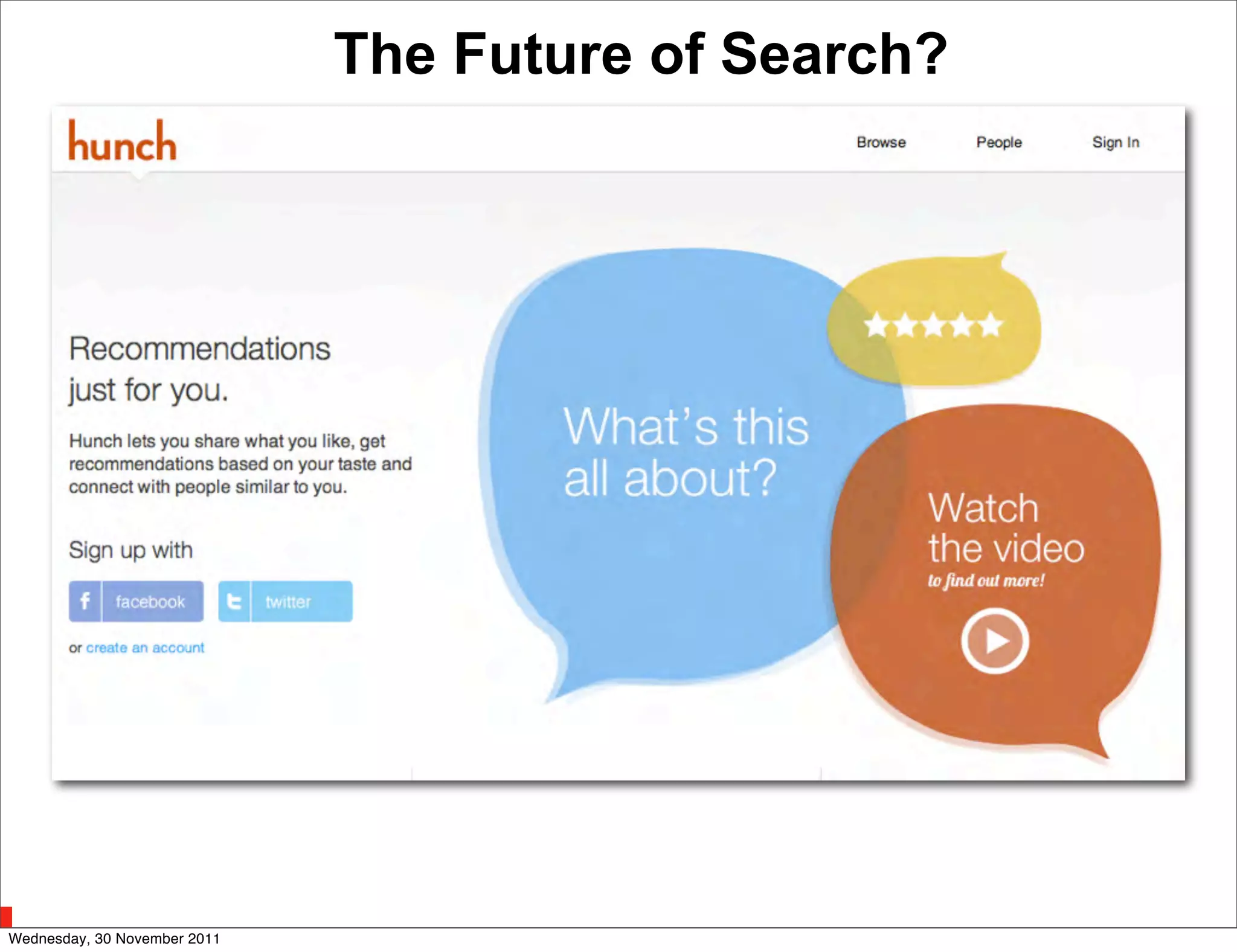 The Future of Search?




Wednesday, 30 November 2011
 