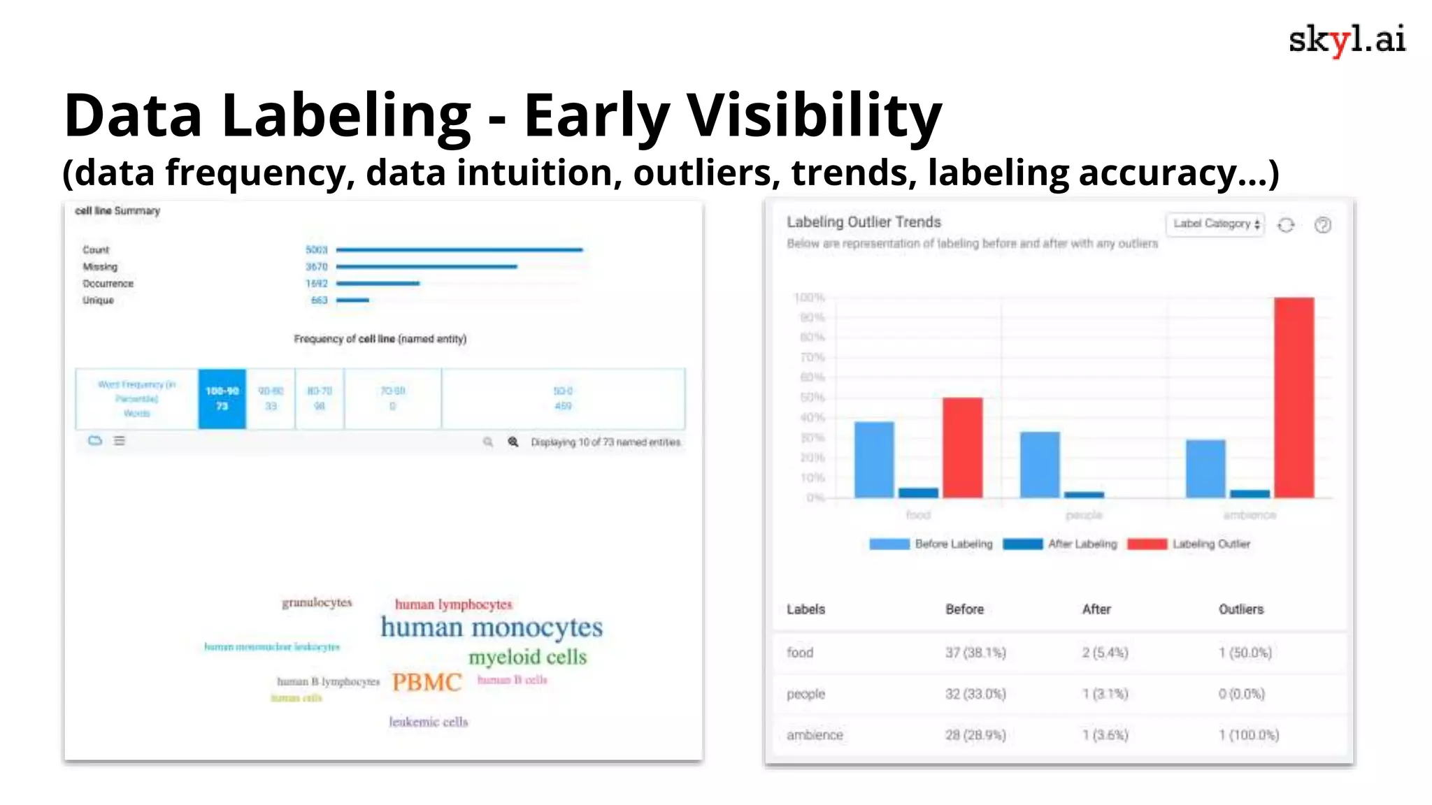 Data Labeling - Early Visibility
(data frequency, data intuition, outliers, trends, labeling accuracy…)
 